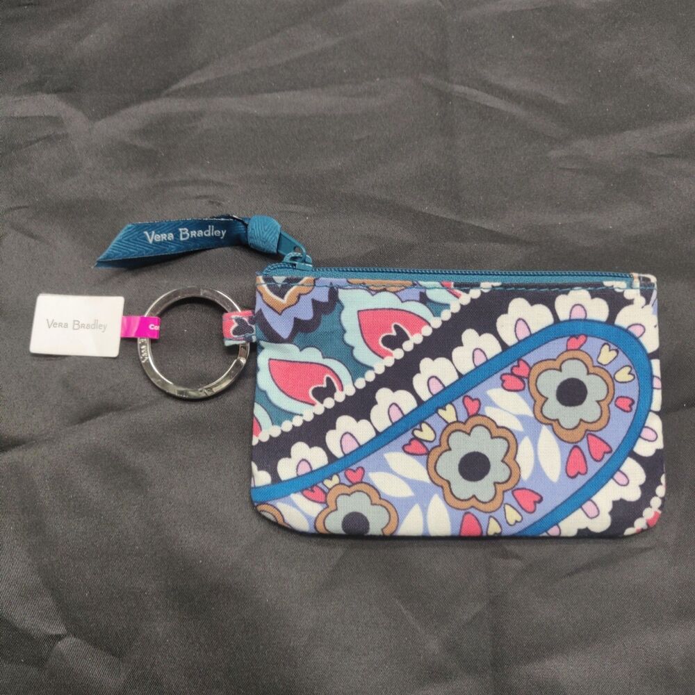 Vera Bradley Zip ID Case Haymarket Paisley Jewel NWT